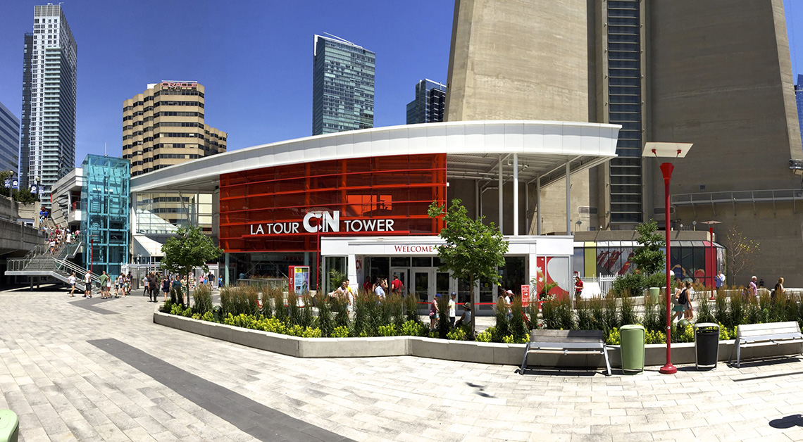 La Tour CN Tower building in Toronto with a conceptual exterior design featuring Aluminum Composite Panels (ACM panels) cladding material