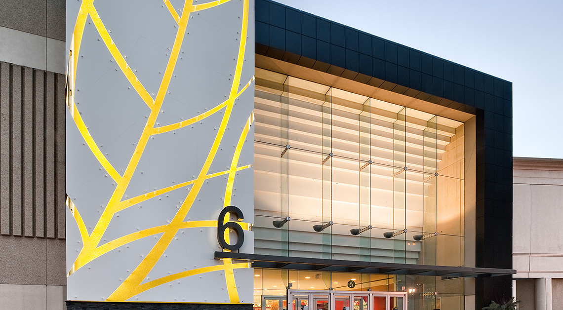 Pickering Town Centre in Ontario, Canada, featuring an exterior with sleek design and cladding made of Aluminum Composite Panels (ACM panels)