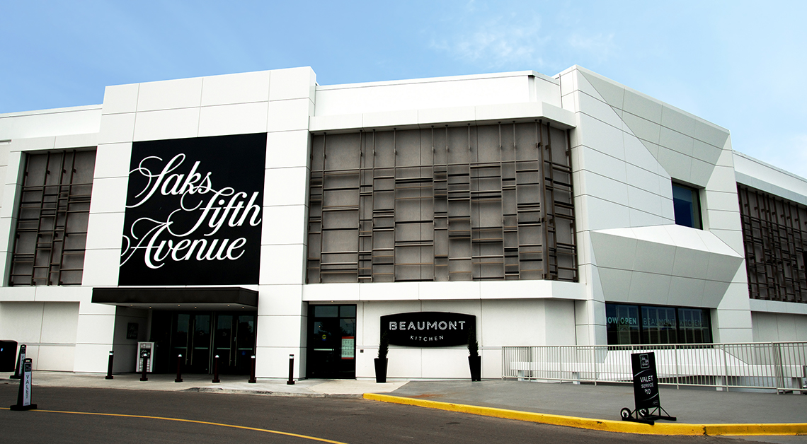 Saks Fifth Avenue retail store in North America showcasing an elegant facade with cladding made of Aluminum Composite Panels (ACM panels)